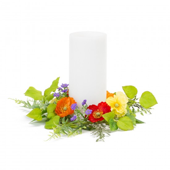 Poppy Candle Ring (Set Of 6) 12"D Polyester (Fits A 4" Candle)