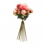 Peony Bouquet (Set Of 6) 16"H Polyester, Pink, Green