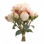 Peony Bouquet (Set Of 6) 16"H Polyester, White, Green