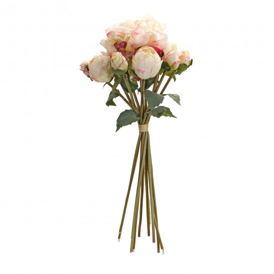 Peony Bouquet (Set Of 6) 16"H Polyester, White, Green