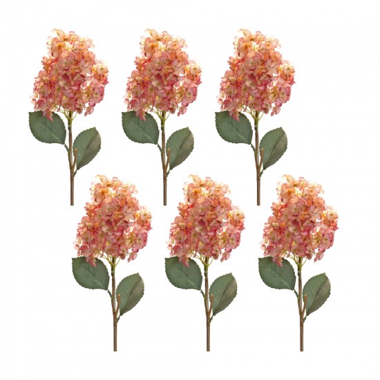 Cone Hydrangea Stem (Set Of 6), Pink, Green