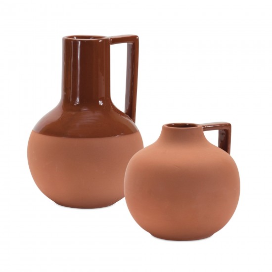 Pitcher (Set Of 2) 5.25"D x 5"H, 5.5"D x 7.75"H Ceramic