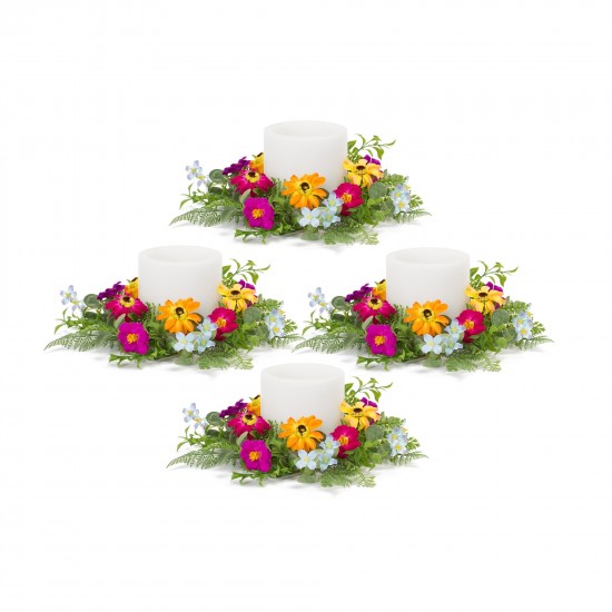 Zinnia Candle Ring (Set Of 4) 15.5"D Polyester (Fits A 6" Candle)