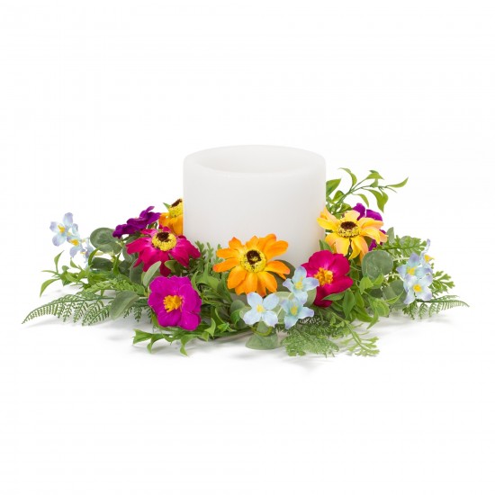 Zinnia Candle Ring (Set Of 4) 15.5"D Polyester (Fits A 6" Candle)