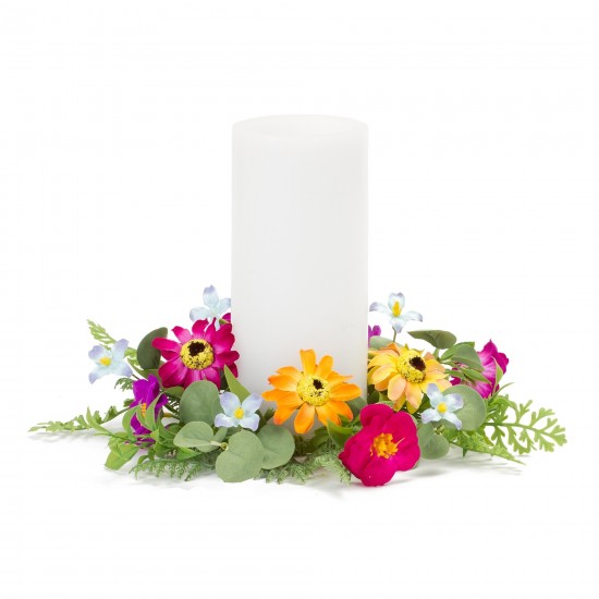 Zinnia Candle Ring (Set Of 6) 9.5"D Polyester (Fits A 4" Candle)
