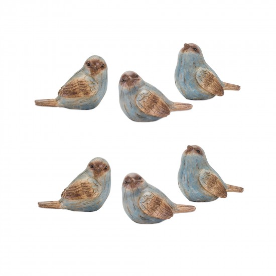 Bird (Set Of 6) 3"H Resin