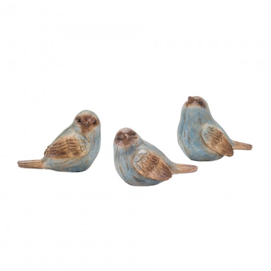 Bird (Set Of 6) 3"H Resin