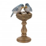 Birds With Nest On Pedestal (Set Of 2) 8.5"H Resin