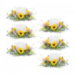 Mixed Sunflower Candle Ring (Set Of 6) 15"D Polyester (Fits A 6" Candle)