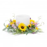 Mixed Sunflower Candle Ring (Set Of 6) 15"D Polyester (Fits A 6" Candle)