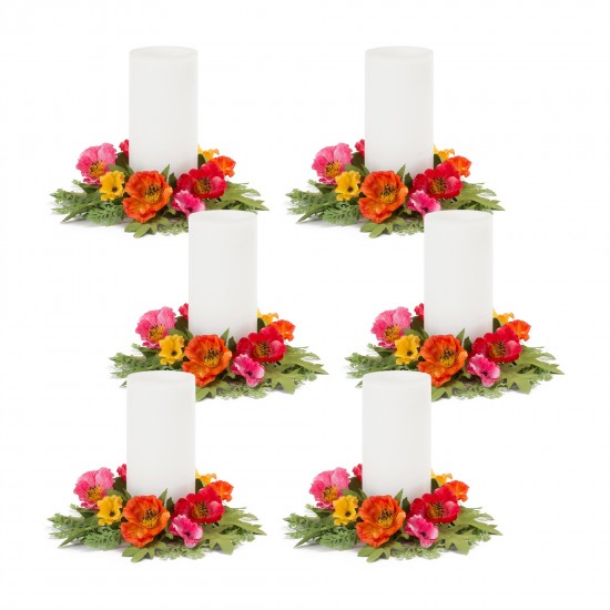 Poppy Candle Ring (Set Of 6) 10"D Polyester (Fits A 4" Candle)
