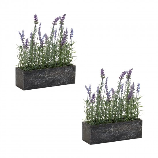 Potted Lavender (Set Of 2) 11.5"L x 14.75"H Plastic