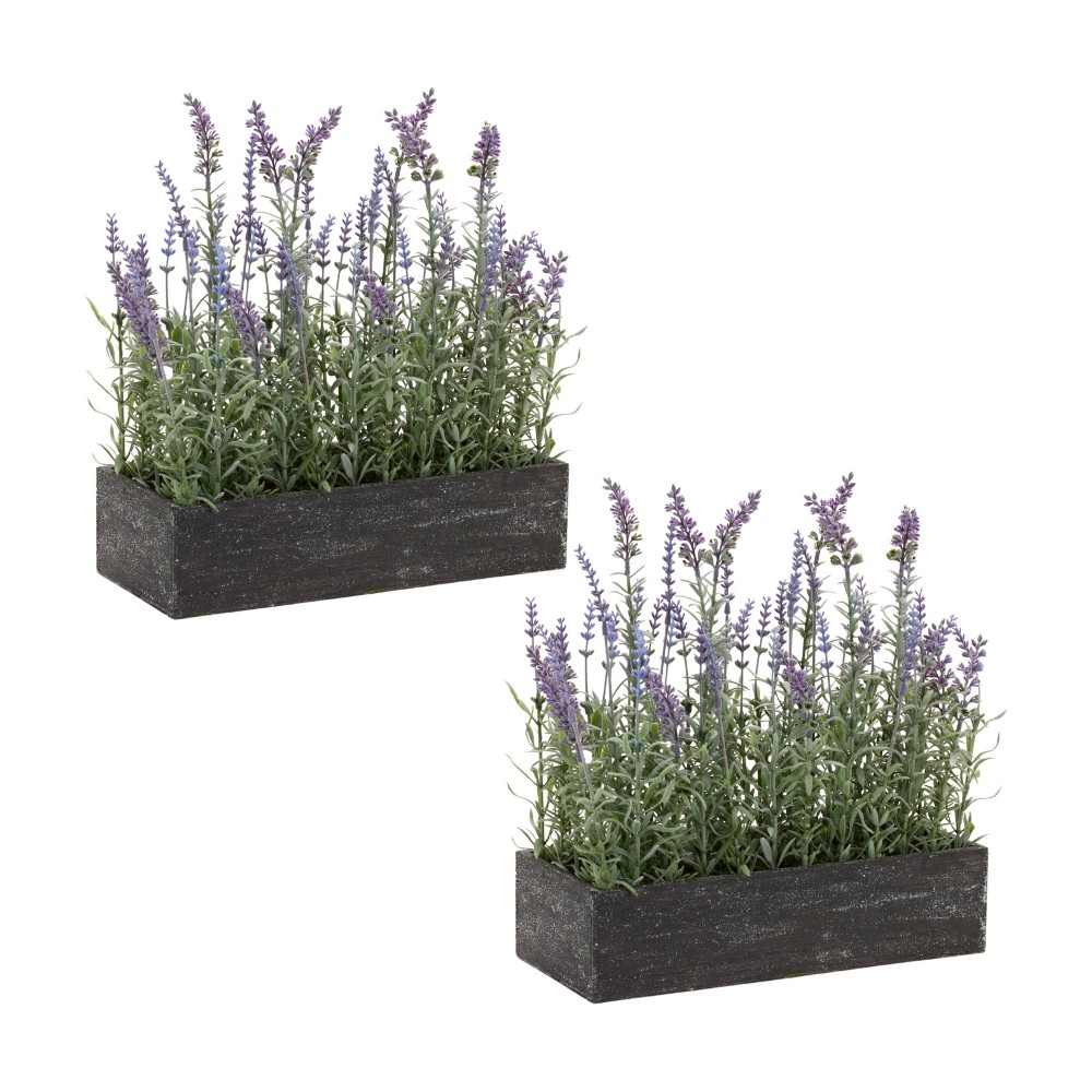 Potted Lavender (Set Of 2) 13.25"L x 14.75"H Plastic