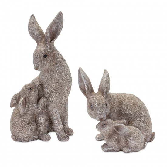 Rabbit With Bunny (Set Of 2) 7"H, 11"H Resin