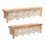 Wall Shelf (Set Of 2) 22.5"L x 6"W x 5.75"H, 28.5"L x 6.5"W x 5.75"H Wood