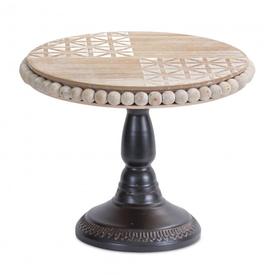 Round Pedestal 10.25"D x 10.25"H Wood/Iron