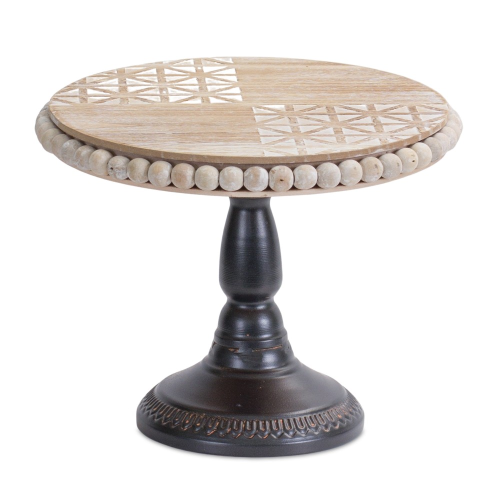 Round Pedestal 10.25"D x 10.25"H Wood/Iron