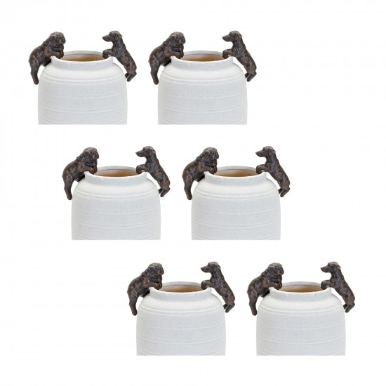 Dog Pot Hanger (Set Of 6) 3.5"H Resin