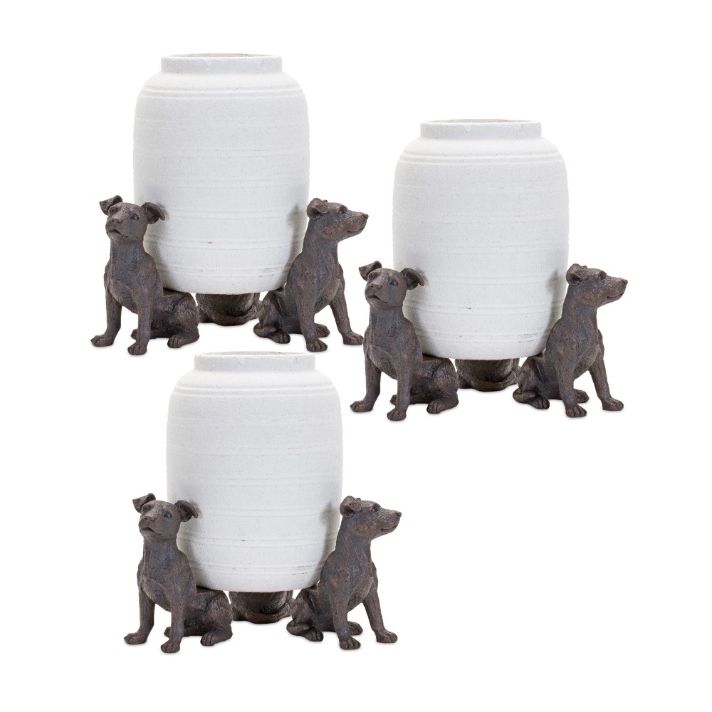 Dog Pot Holder (Set Of 6) 5"H Resin