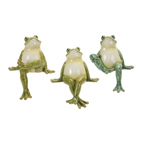 Frog Shelf Sitters (Set Of 3) 4"H Resin