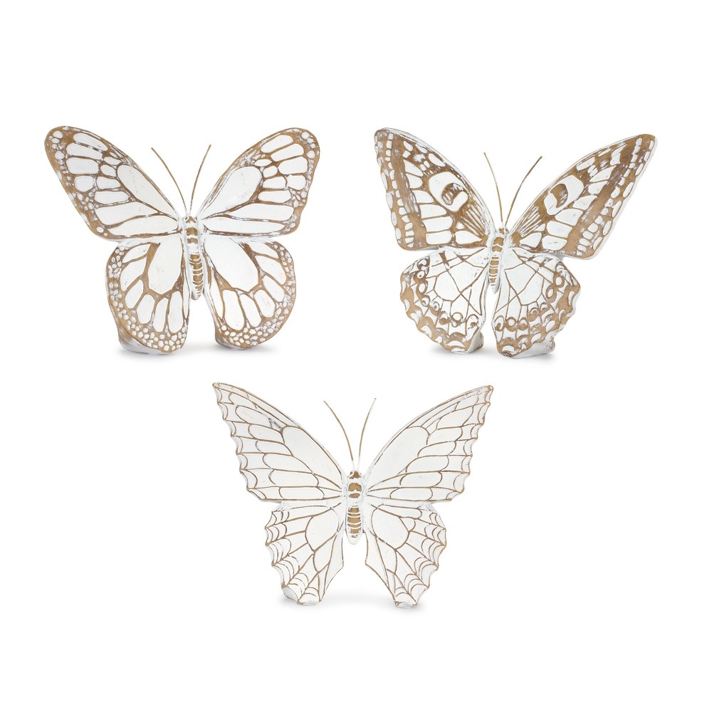 Butterfly (Set Of 3) 6.75"L x 5.5"H, 7"L x 5.5"H, 7.25"L x 5.75"H Resin