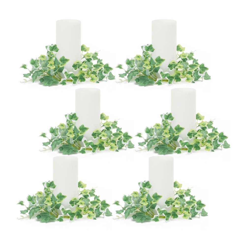 Mixed Ivy Candle Ring (Set Of 6) 10.25"D Polyester (Fits A 4" Candle) Mixed Ivy Candle Ring (Set Of 6) 10.25"D Polyester (Fits A 4" Candle)