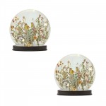 Bird And Floral Globe (Set Of 2) 8"H Glass 2Aa Batteries, Not Included