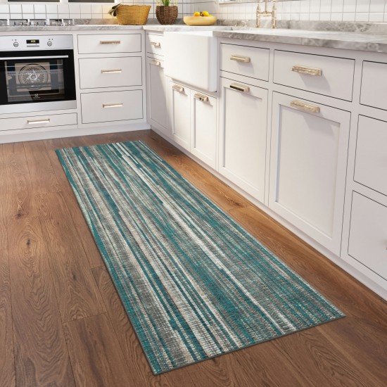 Amador AA1 Teal 2'6" x 12' Runner Rug