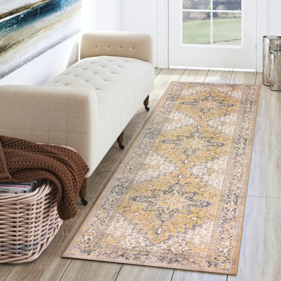 Amanti AM3 Gold 2'3" x 7'7" Runner Rug