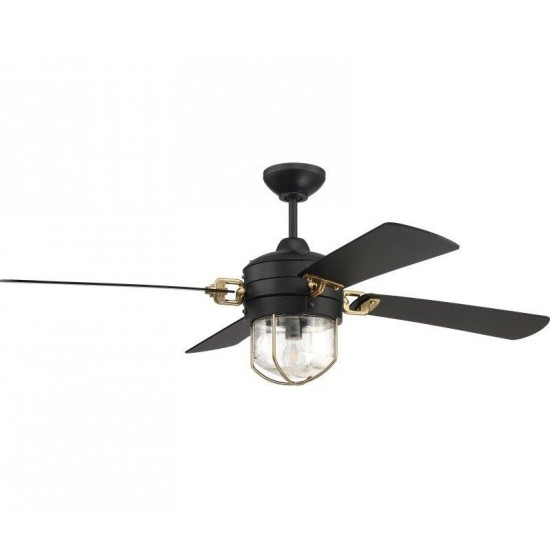 52" Nola Ceiling Fan in Flat Black and Satin Brass