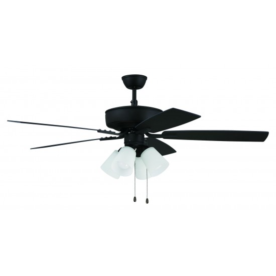 52" Pro Plus Fan with 4 Light Kit with White Glass and Blades in Espresso