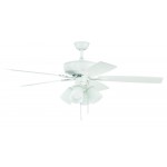 52" Pro Plus Fan with 4 Light Kit with White Glass and Blades in White