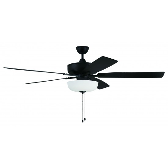 60" Super Pro Fan with White Bowl Light Kit and Blades in Flat Black