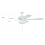 60" Super Pro Fan with White Bowl Light Kit and Blades in White