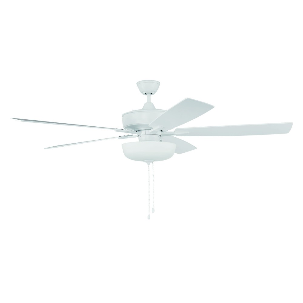 60" Super Pro Fan with White Bowl Light Kit and Blades in White