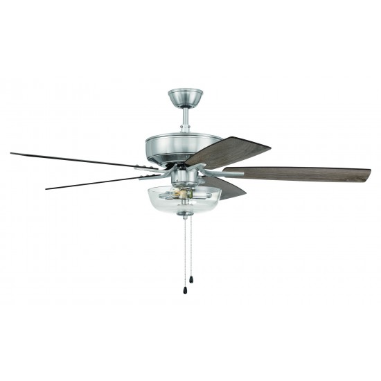 52" Pro Plus Fan with Clear Bowl Light Kit and Blades in Brushed Polished Nickel