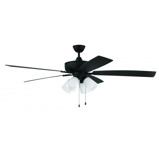60" Super Pro Fan with 4 Light Kit White Glass and Blades in Espresso