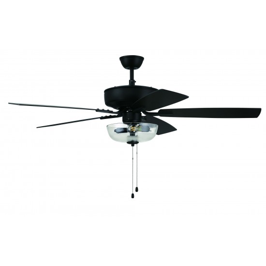 52" Pro Plus Fan with Clear Bowl Light Kit and Blades in Flat Black