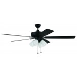 60" Super Pro Fan with 4 Light Kit White Glass and Blades in Flat Black