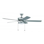 60" Super Pro Fan with Slim Pan Light Kit and Blades in Brushed Satin Nickel