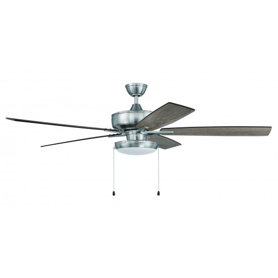 60" Super Pro Fan with Slim Pan Light Kit and Blades in Brushed Polished Nickel