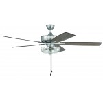 60" Super Pro Fan w/ Clear Bowl Light Kit and Blades in Brushed Polished Nickel