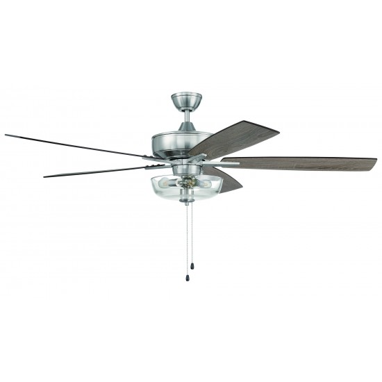 60" Super Pro Fan w/ Clear Bowl Light Kit and Blades in Brushed Polished Nickel