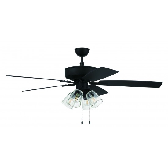52" Pro Plus Fan with 4 Light Kit with Clear Glass and Blades in Espresso