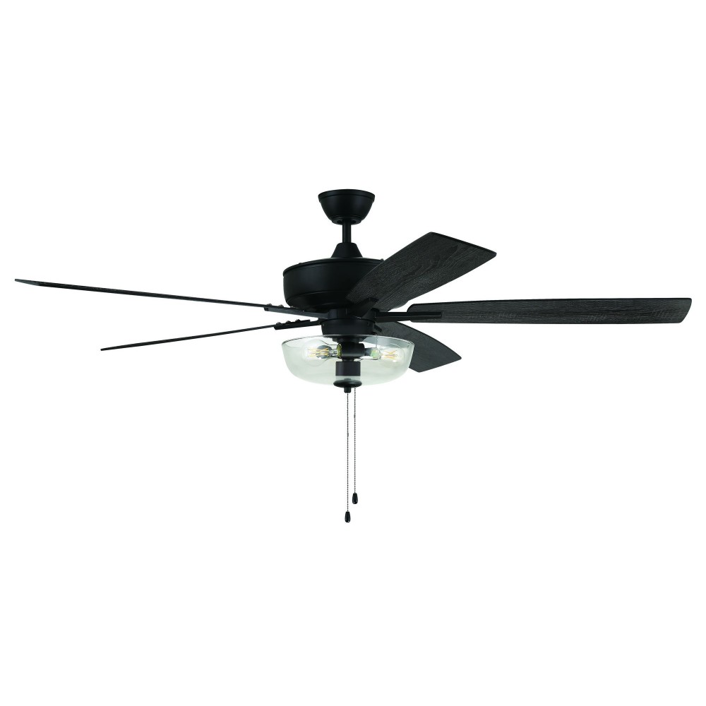 60" Super Pro Fan with Clear Bowl Light Kit and Blades in Flat Black