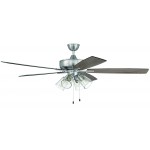 60" Super Pro Fan w/ 4 Light Kit Clear Glass and Blades in Polished Nickel