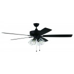 60" Super Pro Fan with 4 Light Kit Clear Glass and Blades in Flat Black