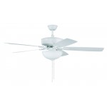 52" Pro Plus Fan with White Bowl Light Kit and Blades in White