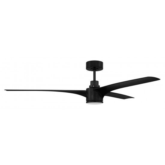 60" Phoebe, Flat Black Finish, Flat Black Blades Inlcuded, Light kit Included