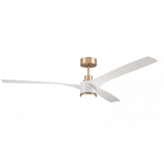 60" Phoebe, Satin Brass Finish, White Blades Included, Light kit included